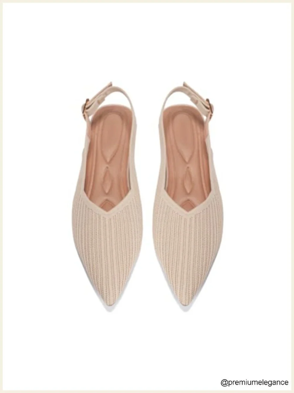 Pointed Toe Knit Ballet Flats with Adjustable Ankle Strap, Arch Support,